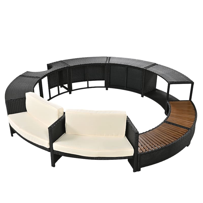 Patio Rattan Sofa Set with Storage Spaces