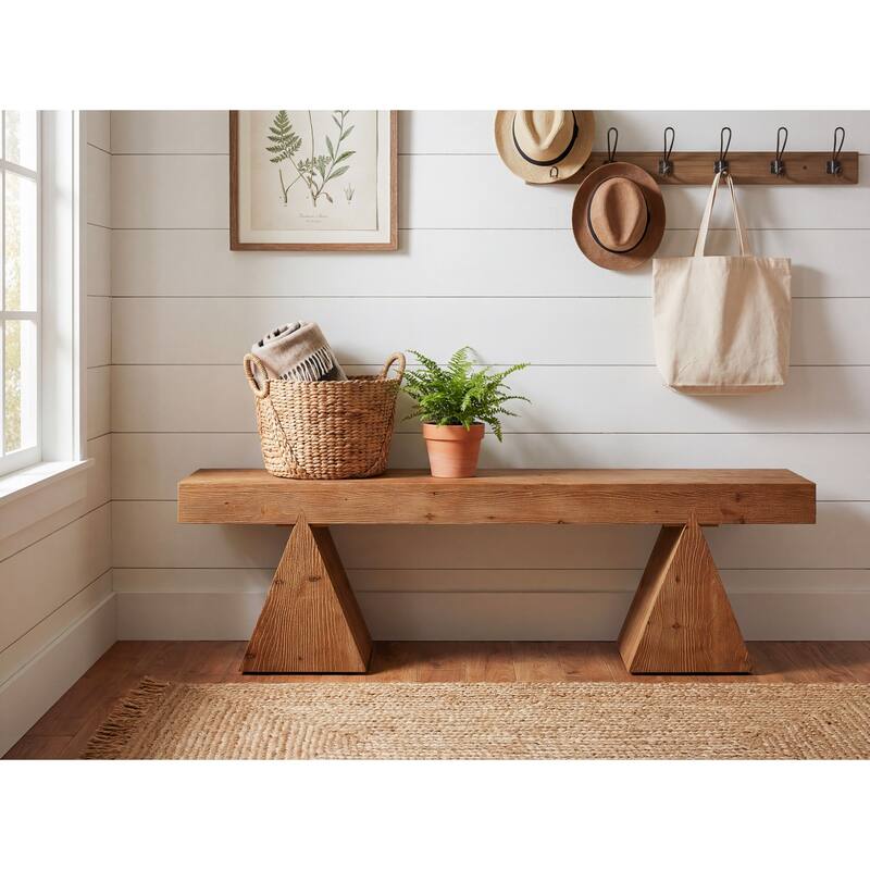 63" Rustic Indoor Bench, Solid Wood Farmhouse Entryway Benches