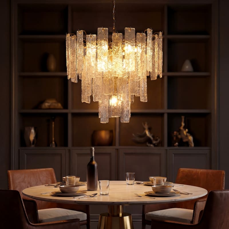 10 - Light Dimmable Tiered Chandelier - Gold