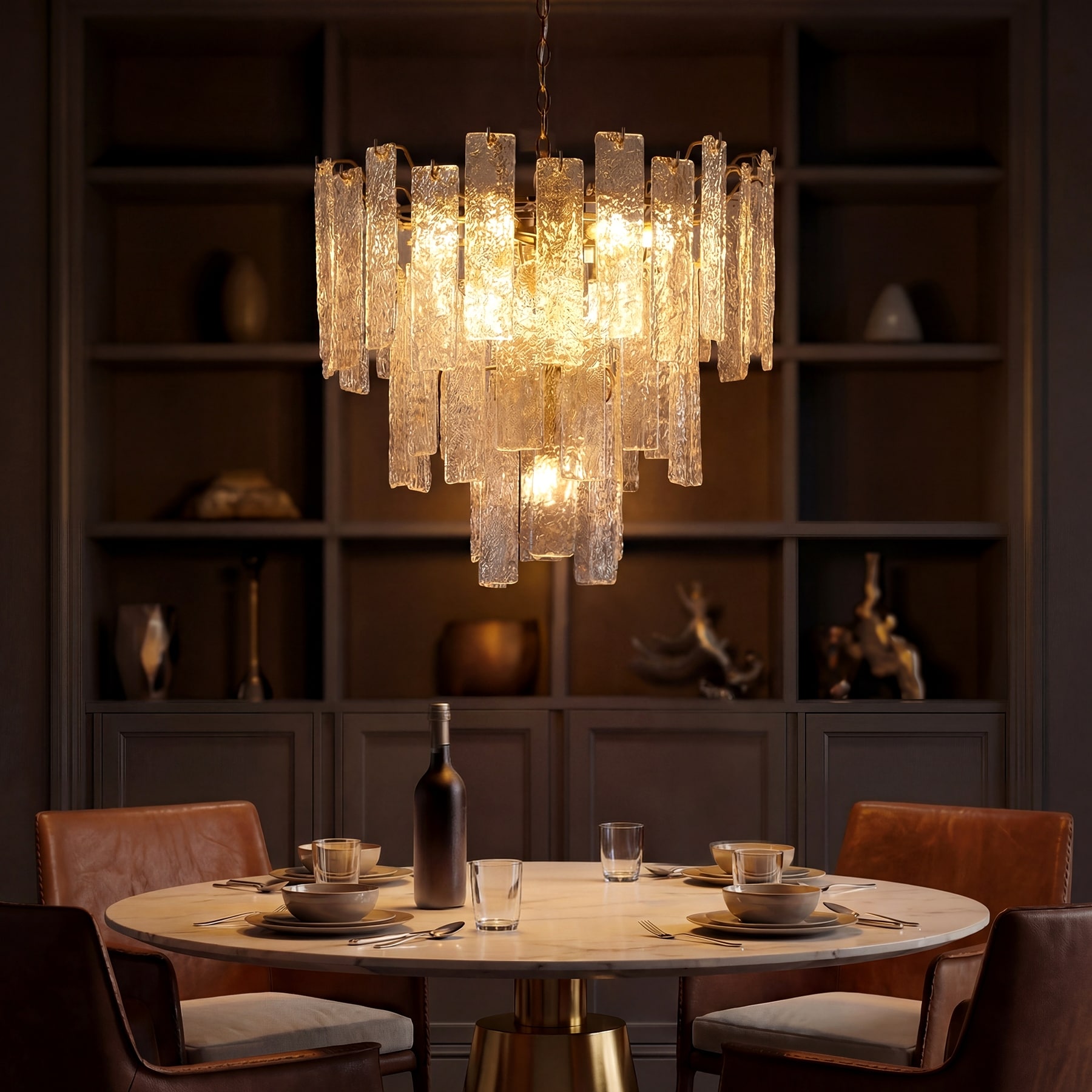 10 - Light Dimmable Tiered Chandelier