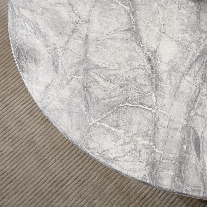 GDFStudio - Lisa Series 47" Round Marble Dining Table and Stainless Steel Base for Dining Room, Kitchen