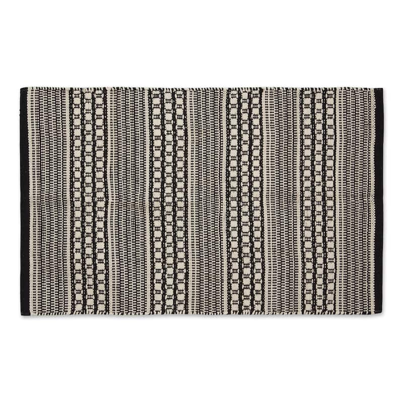 DII Stone Dobby Stripe Hand-Loomed Rug 2ft 6inx6 Ft - 36.0 In. L X 24.0 In. W X 0.2 In. H - Black