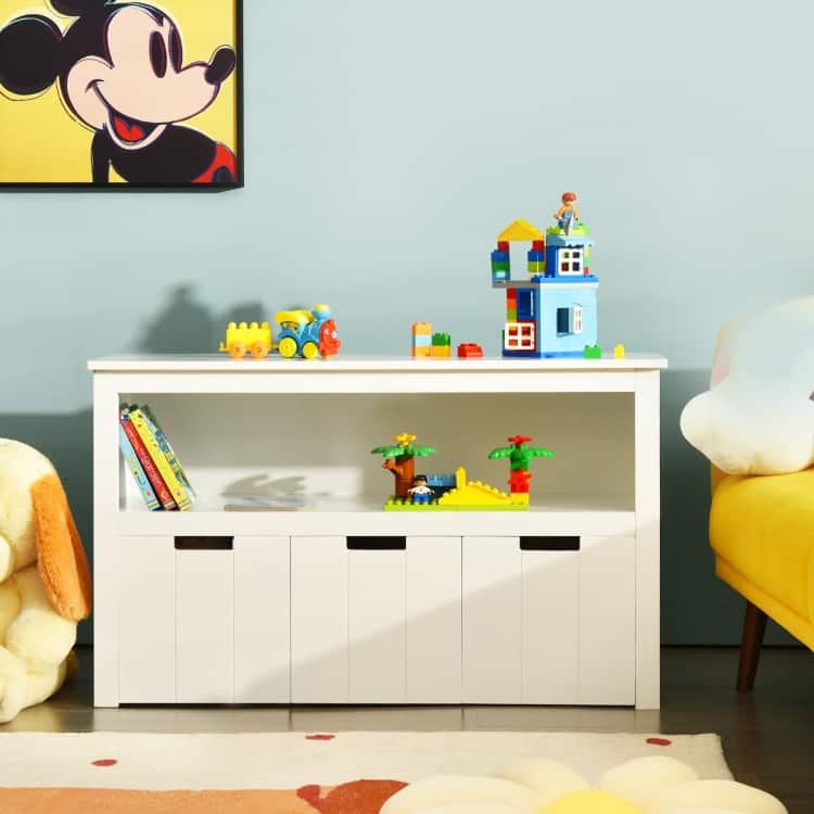 Kid Toy Storage Cabinet 3 Drawer Chest with Wheels Large Storage Cube Shelf - 40" x 13" x 24.5" (L x W x H)