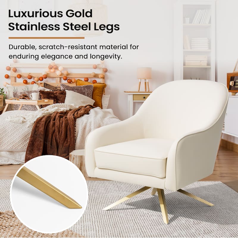 Faux Leather Sofa Chair Upholstered Swivel Accent Chair Mid-century Modern Armchair