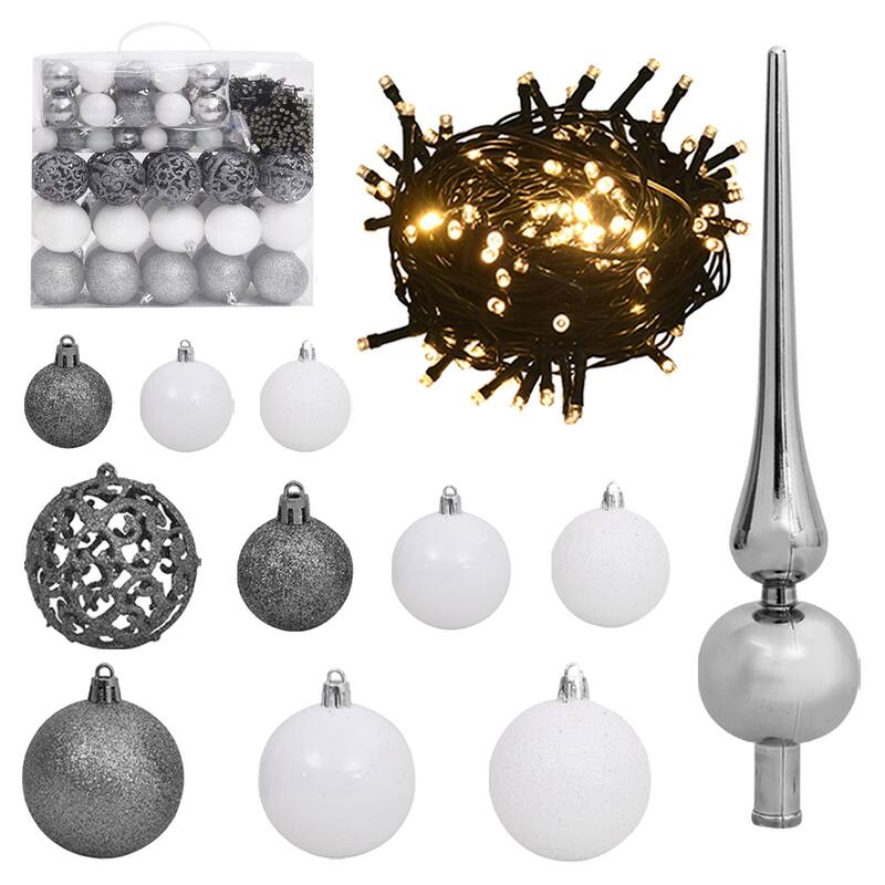 vidaXL Artificial Christmas Tree LED&Ball Set&Flocked Snow Decoration PVC&PE