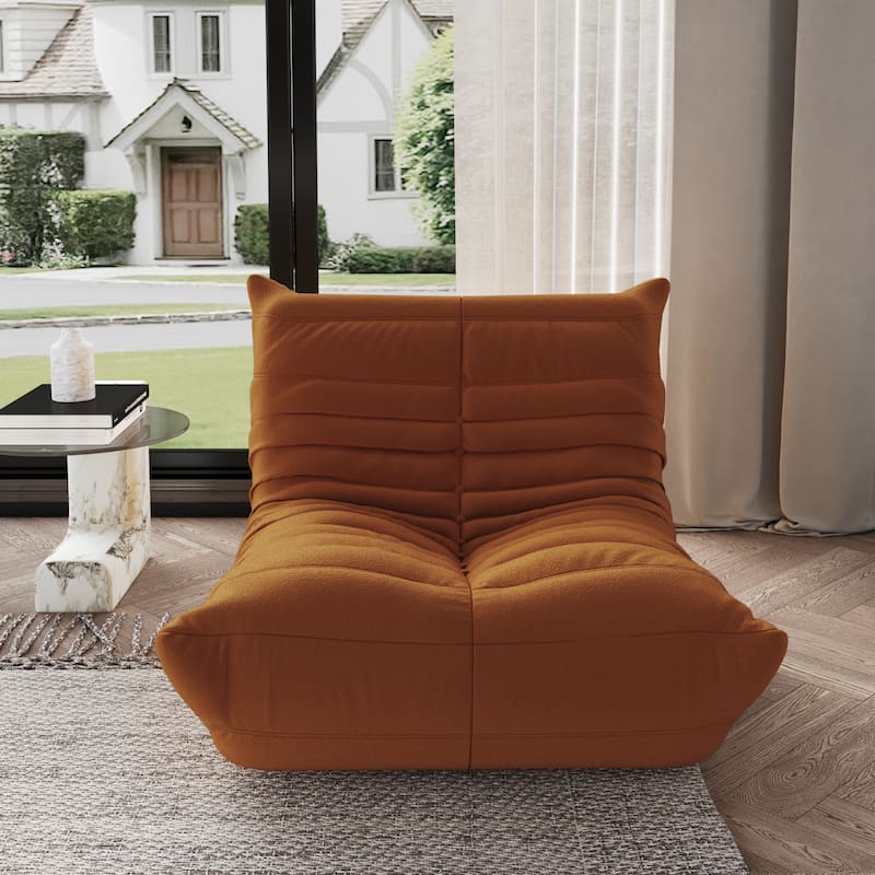 Single Lazy Sofa Teddy Fabric Soft Sponge Lounger Bean Bag Chair
