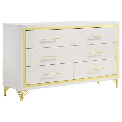 Lucia Modern Classic 6-drawer Dresser White