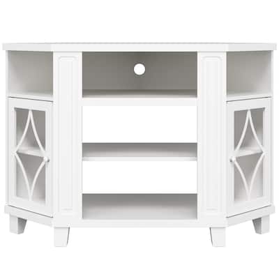 Corner TV Stands for TVs up to 55'', Media Console Table with Adjustable Shelves