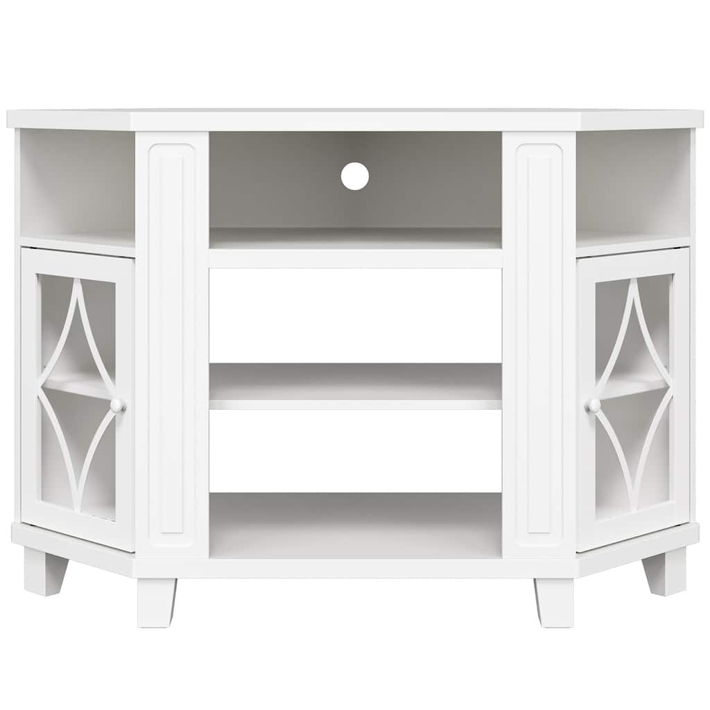Corner TV Stands for TVs up to 55'', Media Console Table with Adjustable Shelves