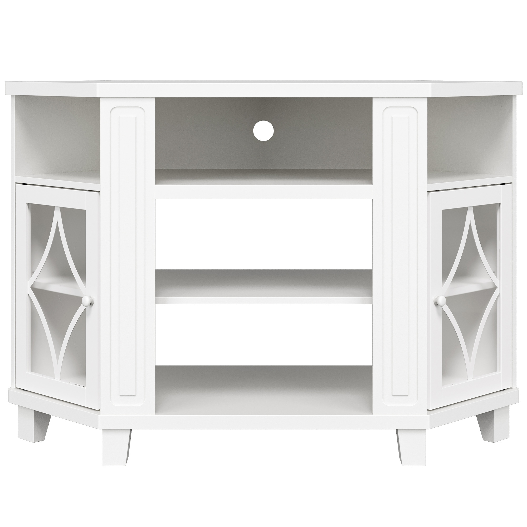 Corner TV Stands for TVs up to 55'', Media Console Table with Adjustable Shelves