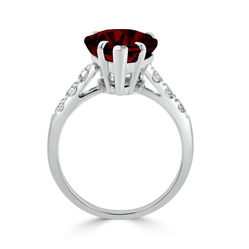 Auriya 5 7/8ct Pear-cut Red Garnet and Diamond Ring 3/8cttw 18K Gold
