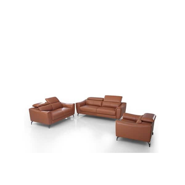Divani Casa Danis Modern Cognac Leather Brown Sofa Set - Overstock ...
