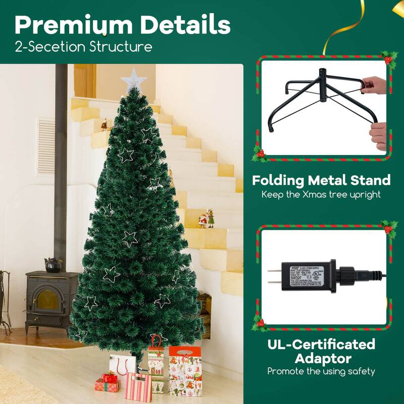 Costway 4/5/6/7 FT Artificial Xmas Tree with 130/170/230/270 Branch