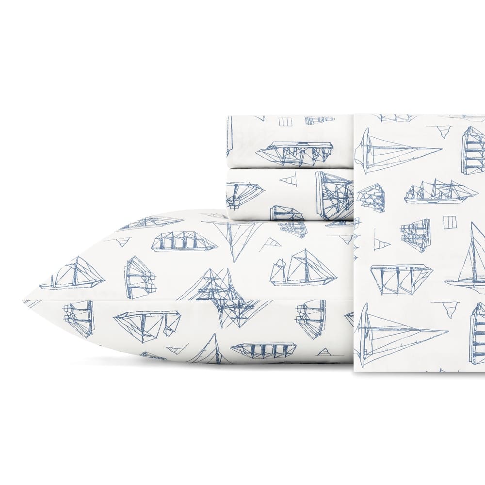 Nautica Cotton Percale Deep Pocket Bed Sheet Sets