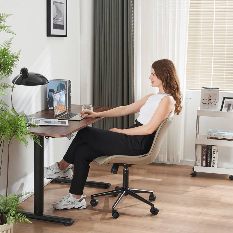 Armless Office Chair Swivel Home Office Desk Chairs with Wheels