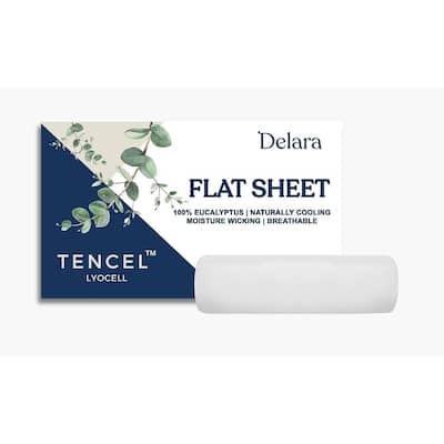 Delara 100% Eucalyptus Lyocell Tencel Flat Sheet, Naturally Cooling, Super Soft, Moisture-Wicking, Smooth & Breathable