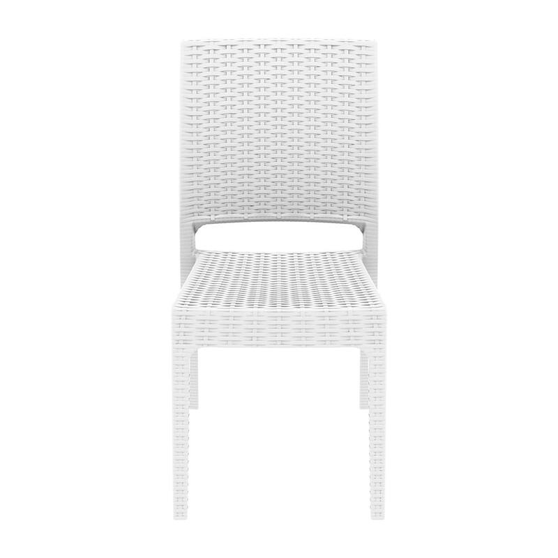 34" White Patio Wickerlook Stackable Dining Chair