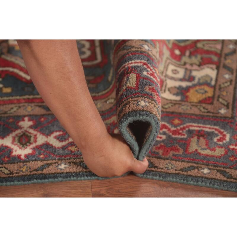 Geometric Heriz-Serapi Oriental Foyer Rug Hand-Knotted Wool Carpet - 3'10" x 5'9"