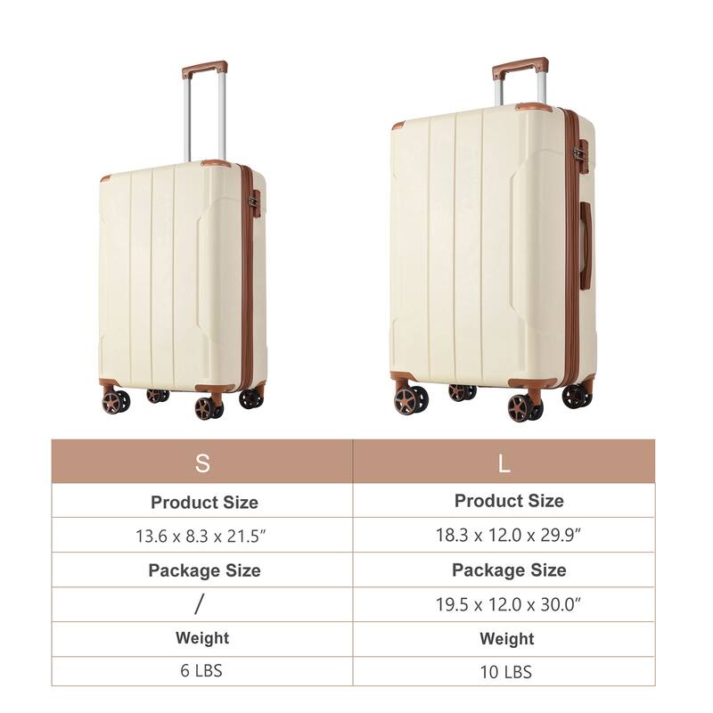 Hardshell ABS Luggage Sets 2 Piece Suitcase Set Expandable with TSA Lock Spinner Wheels for Men Women