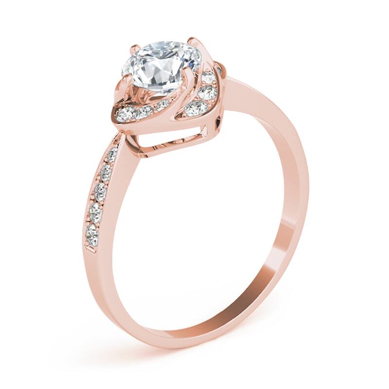 Auriya 14k Rose Gold Lab Grown Round Diamond Halo Engagement Ring 0.50 to 5.00 ct. tw. (F-G VS)