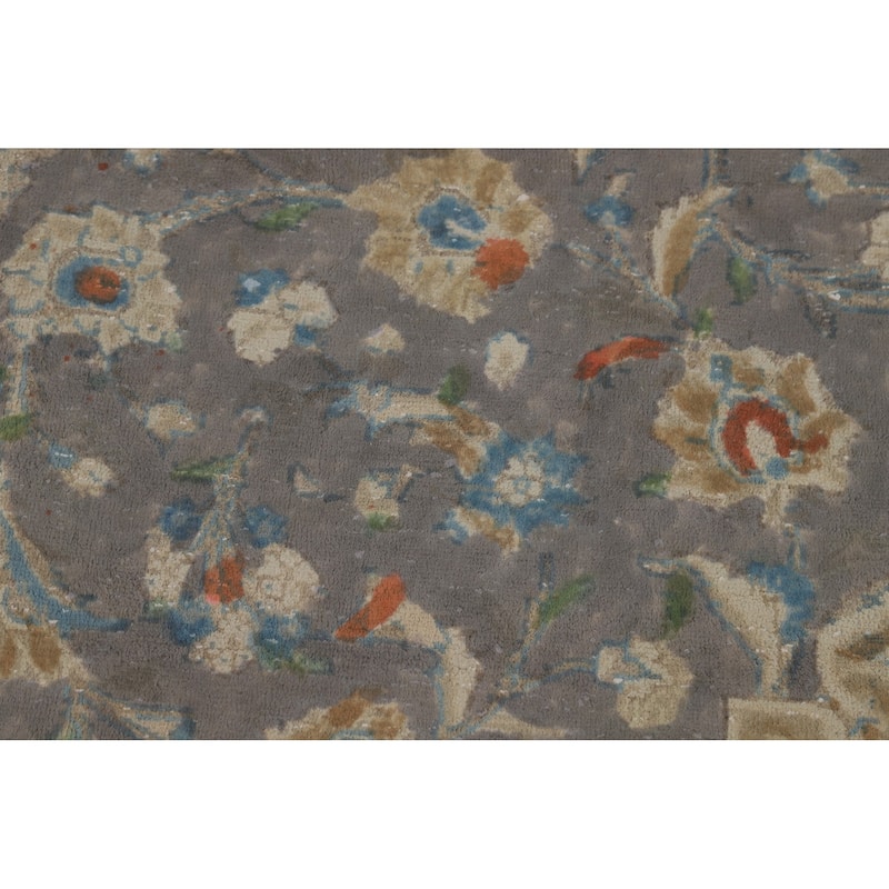 Traditional Gray Tabriz Persian Area Rug Hand-Knotted Wool Carpet - 7'11"x 11'5"