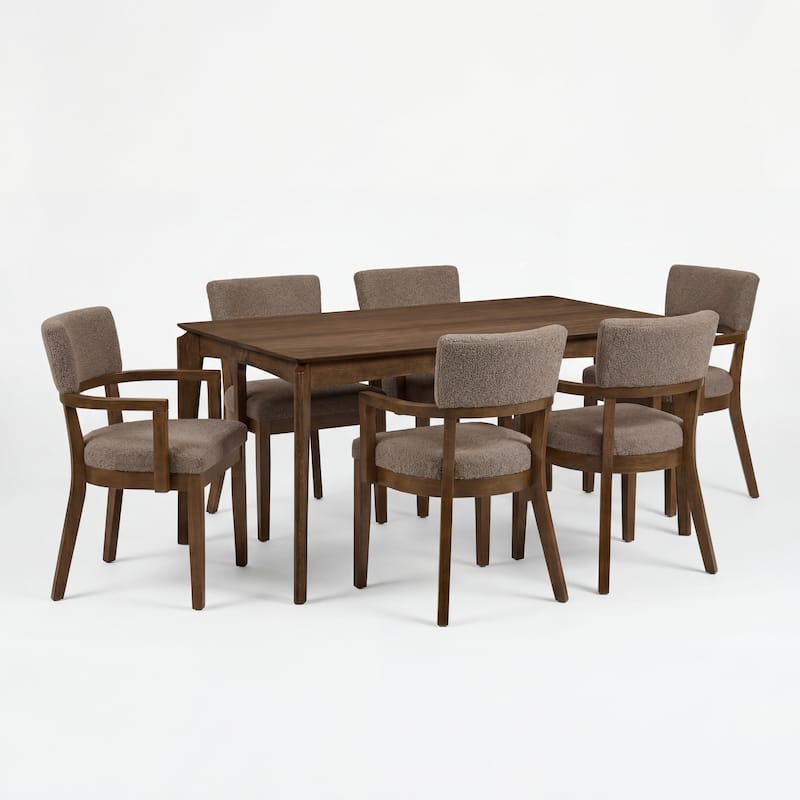 Christopher Knight Home - Norvale Mid-Century 7-Piece Dining Set with Wood Upholstered Chairs