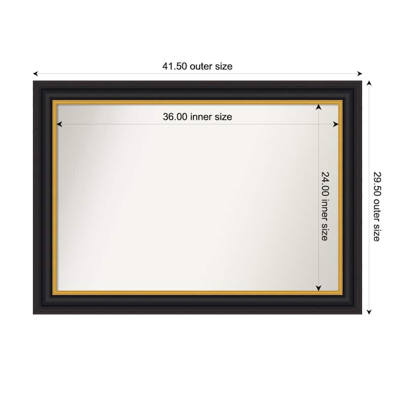 Sierra Non-Beveled Wood Framed Bathroom Vanity Wall Mirror - 42 x 30 in - Sierra Black Brown