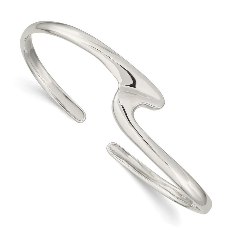 Curata 925 Sterling Silver 8mm Abstract Modern Cuff Stackable Bangle Bracelet