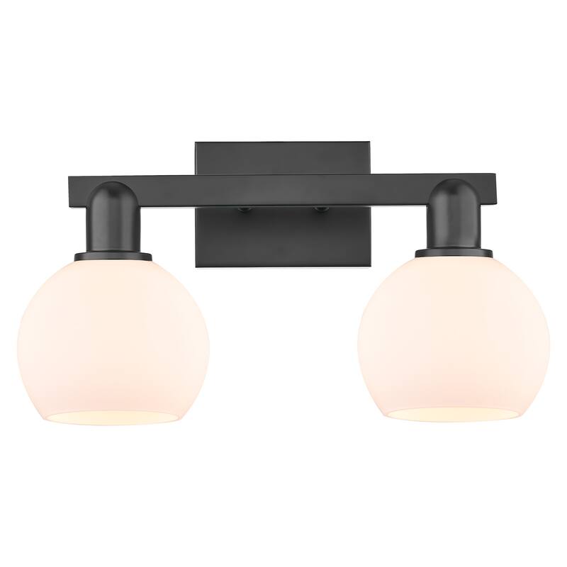 Innovations Lighting 716-2W-10-17 Athens Vanity Athens 2 Light 17" - Matte Black / Matte White