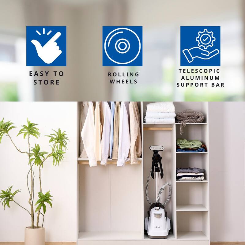 SALAV Commercial-Grade Smart Auto Shut-Off 1800W Garment Steamer in White