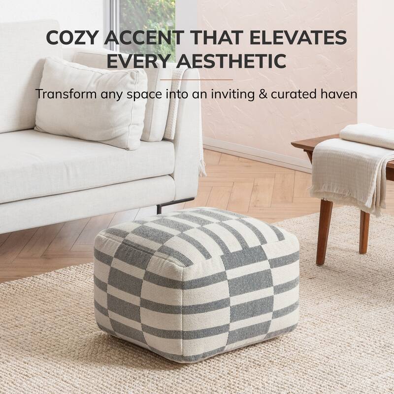 Jani 22-inch Ottoman Pouf - Handcrafted Handmade Ottoman for Seating, Footrest, Home Decor for Living Room, Bedroom