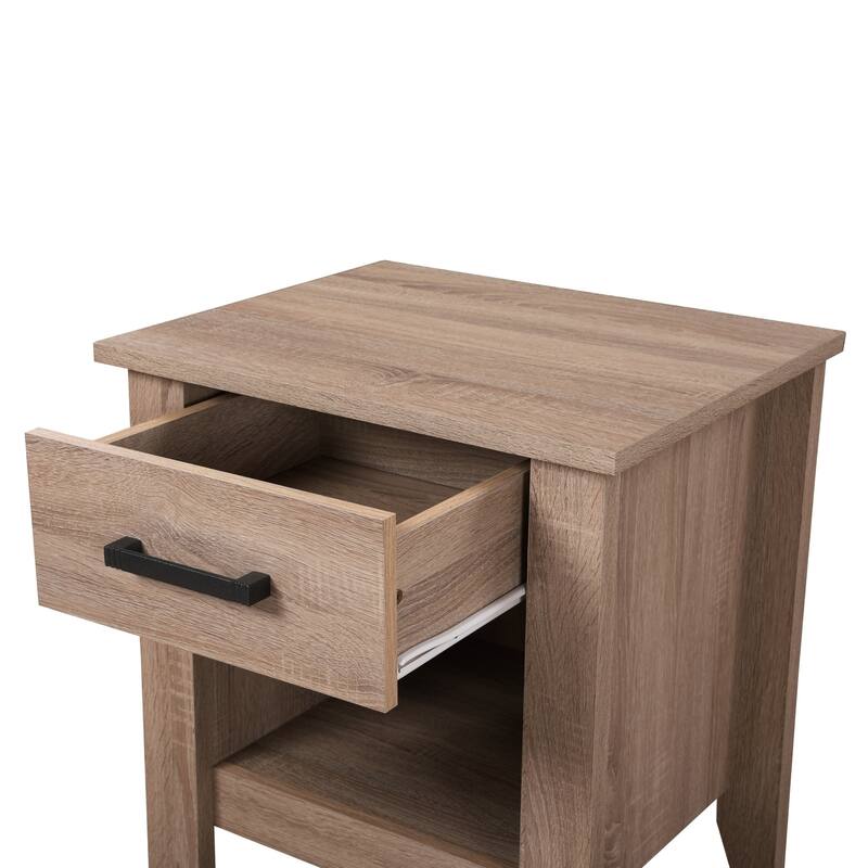 Nightstand with Drawer and Open Shelf - 24" - Brown