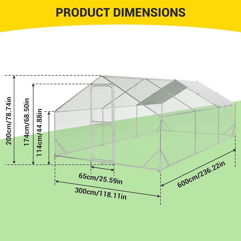 Large Metal Chicken Coop Walk-in Poultry Cage
