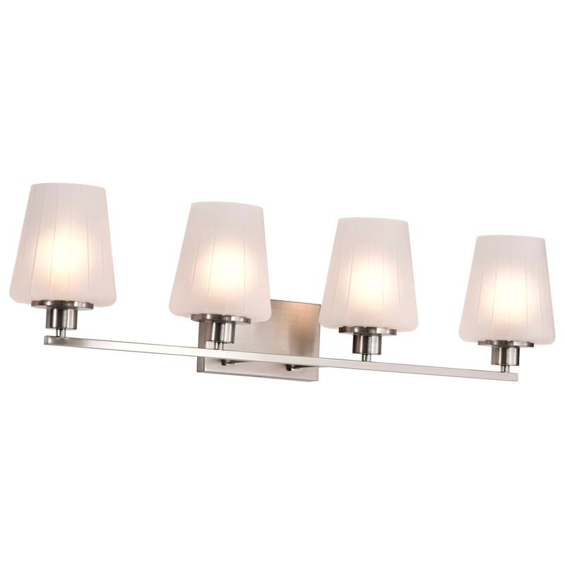 Lune 4 Light Vanity Brushed Nickel Finish Etched White Glass - Brushed Nickel
