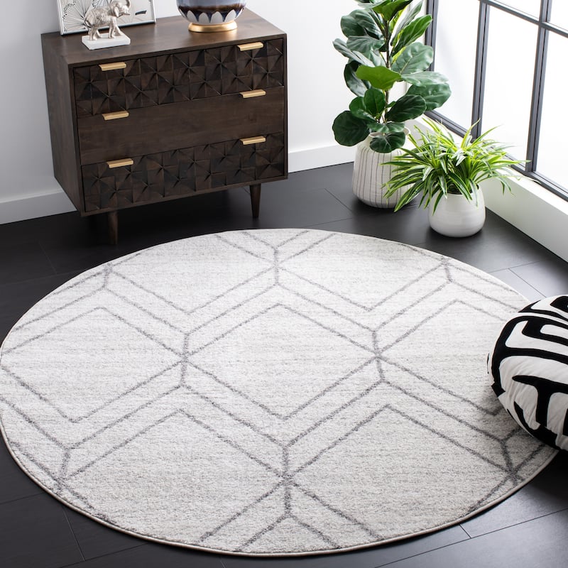 SAFAVIEH Adirondack Juvelina Modern Geometric Rug - 6' Round - Light Grey/Dark Grey