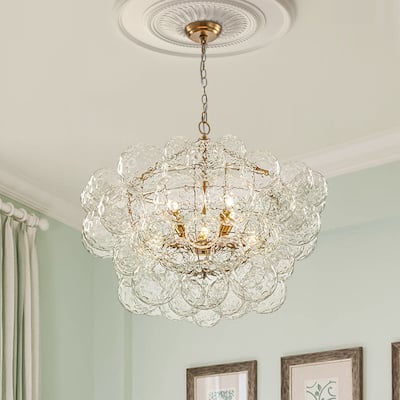 Luxury Brass Hammered Water Glass Globe Cluster Bubble Chandelier