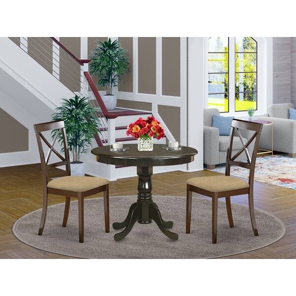 3 Piece Kitchen Set - Round Kitchen Table and 2 Dining Chairs ...