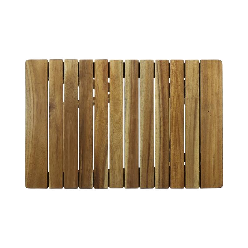 Kyre Outdoor Side Table, Foldable Slatted 23 Inch, Brown Acacia Wood