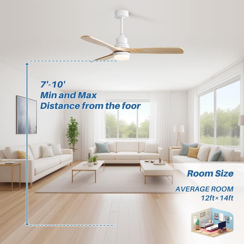50 Inch / 60 Inch Wood Ceiling Fan with Lights and Remote Control Airflow Fan For Bedroom