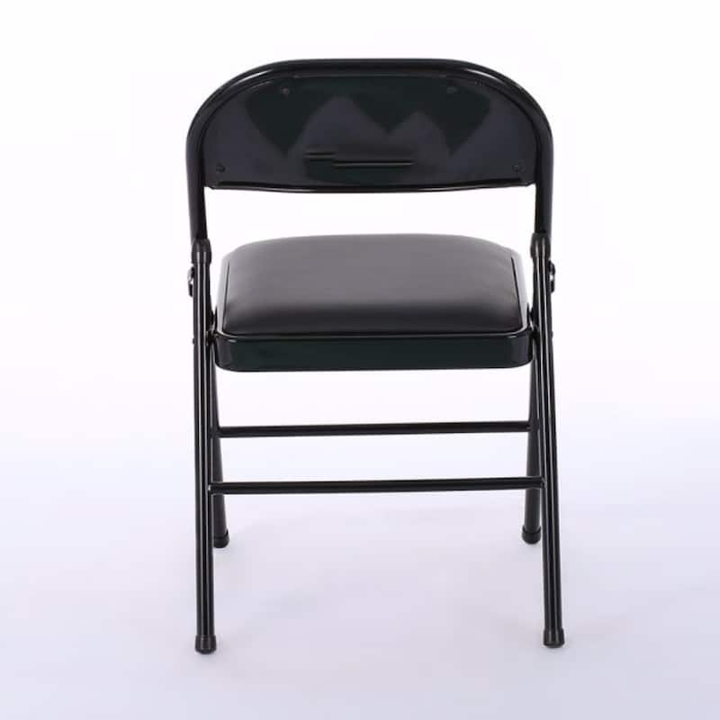 4pcs Elegant Foldable Iron & PVC Chairs for Convention & Exhibition Black - 15.75"L x 17.72"W x 30.71"H