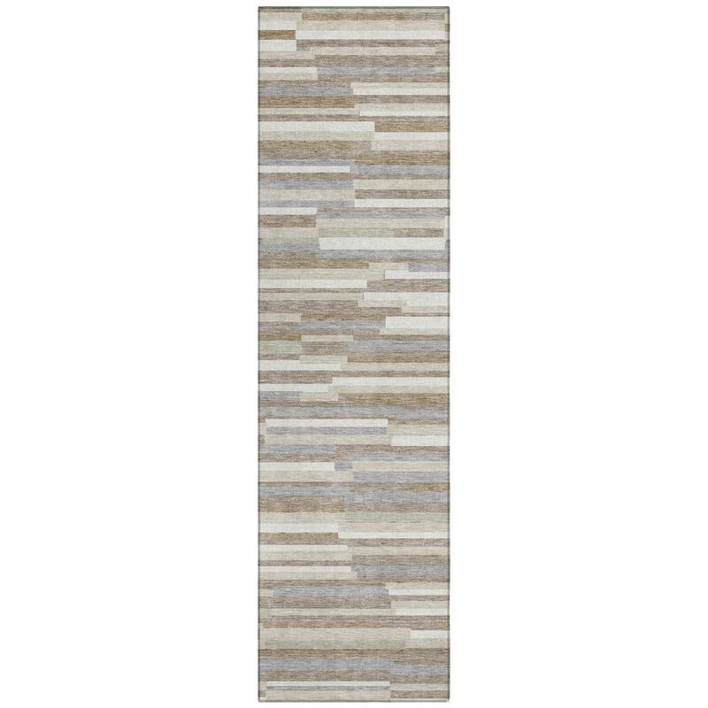 Machine Washable Indoor/ Outdoor Chantille Stripes Modern Rug