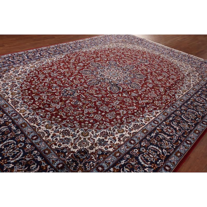 Traditional Red Kashan Turkish Rug Machine Made Dining Room Carpet - 9'7" x 12'10"