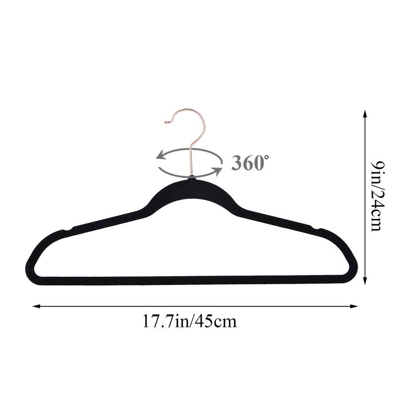 Javlergo 50/100 Pack Velvet Hangers, Heavy Duty Non Slip & Space-Saving Cloth Hangers with 6 Finger Clips & Tie Rack