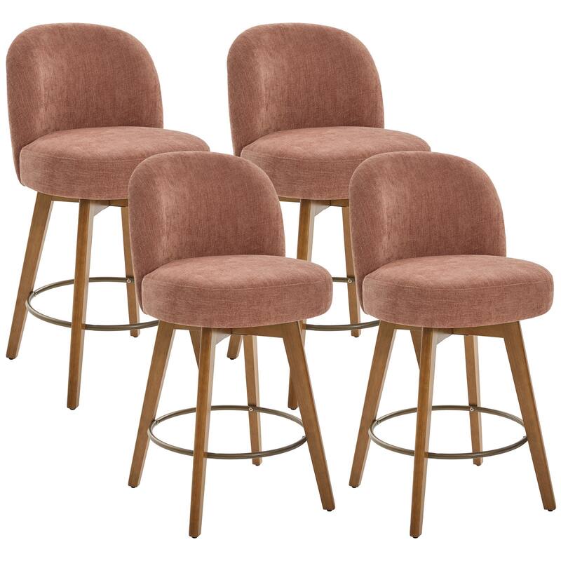 Fabric Upholstered Counter Height Swivel Bar Stools - 37.8"H x 19.7"W x 23.2"D