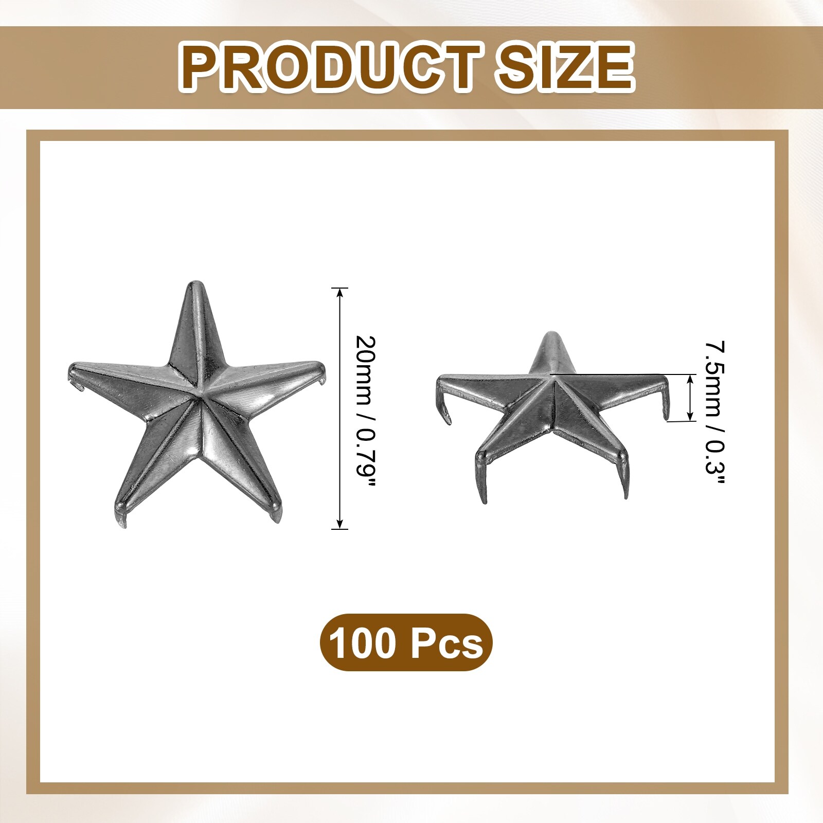 Star Studs Rivet, Metal 5-Claw Nailhead Punk Rivet Stud