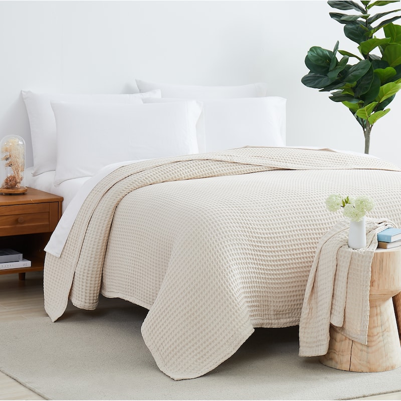 100% Cotton Waffle Weave Blanket - Taupe - Twin