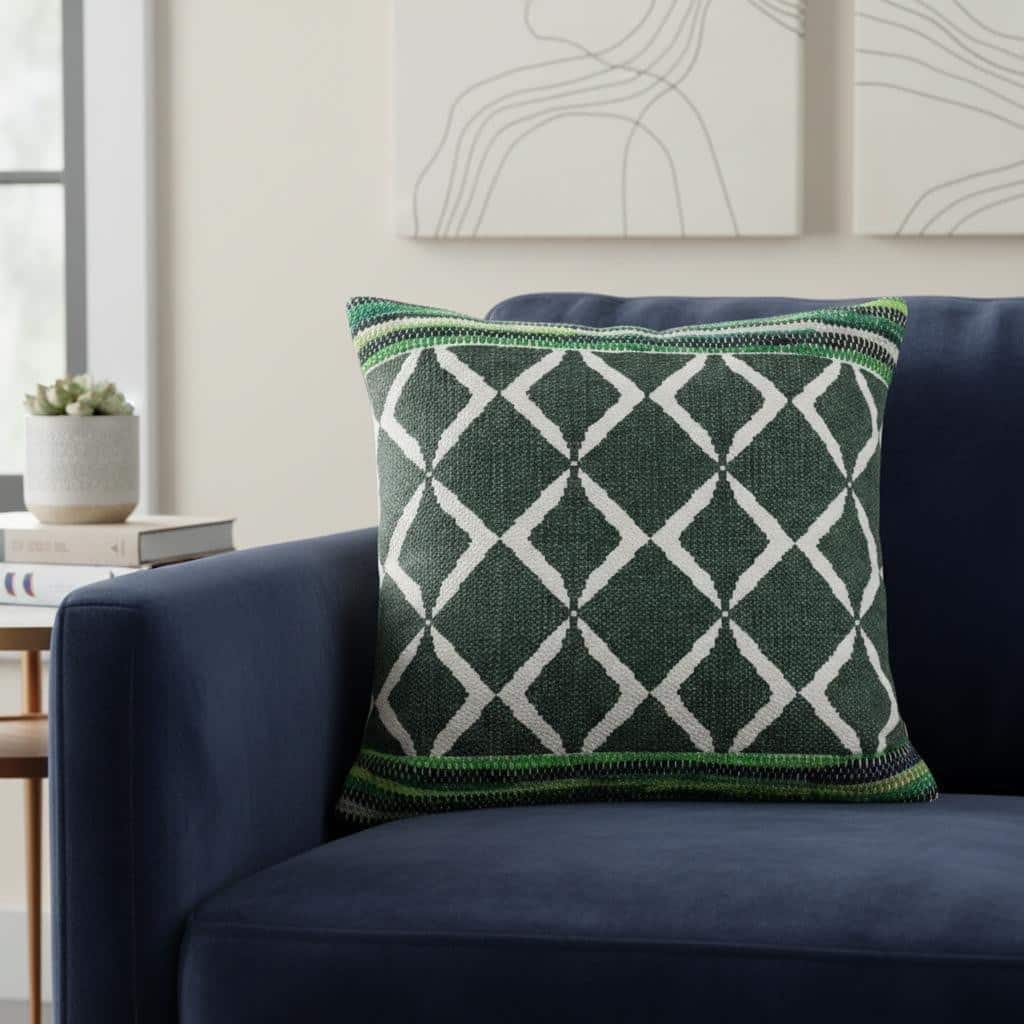 20" Blue and Green Throw Pillow