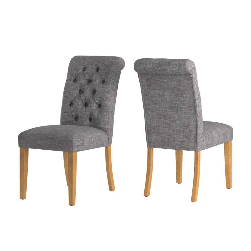 Benchwright Premium Tufted Rolled Back Parsons Chairs (Set of 2) by iNSPIRE Q Artisan - Grey Linen