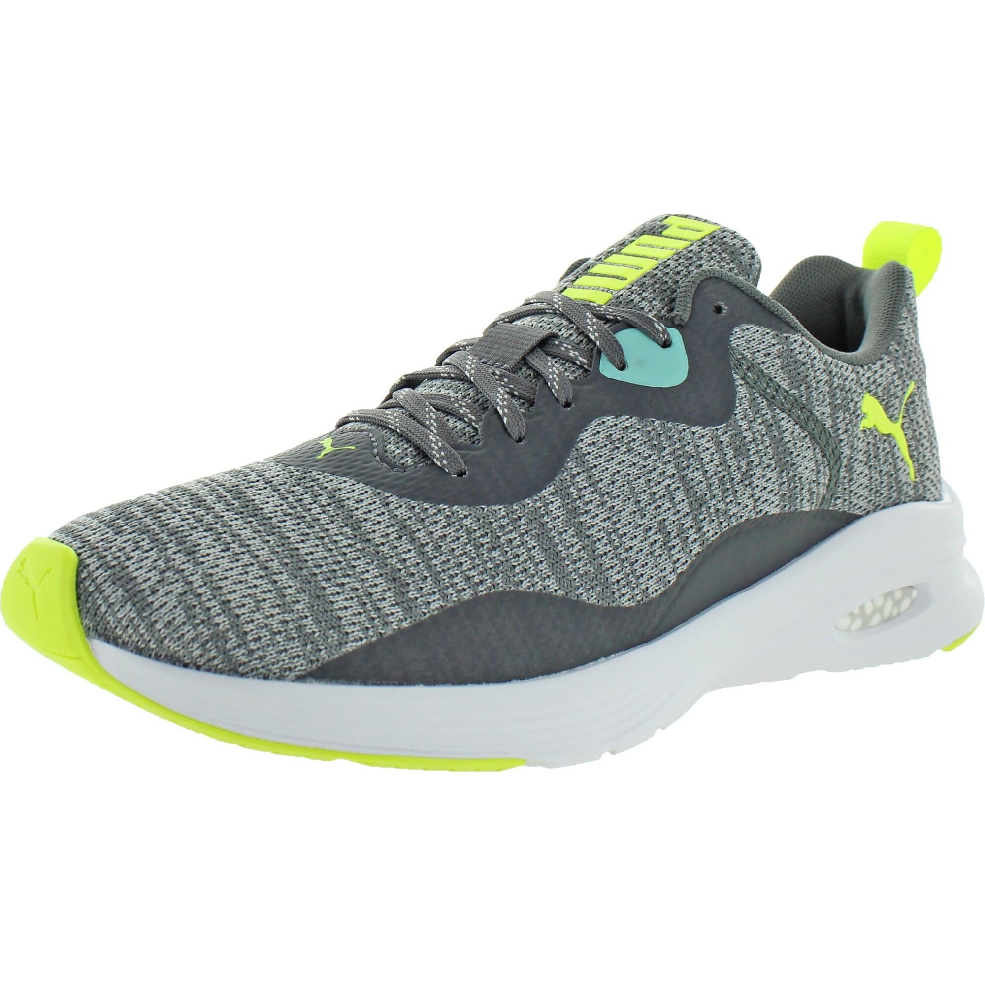 Shop Puma Mens Hybrid Fuego Knit Running Shoes Performance Exercise Castlerock Green Yellow Overstock 32057651