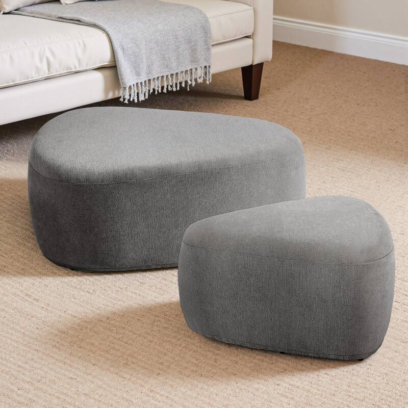 Oversized Triangle Cocktail Ottoman (Set of 2) - Gray